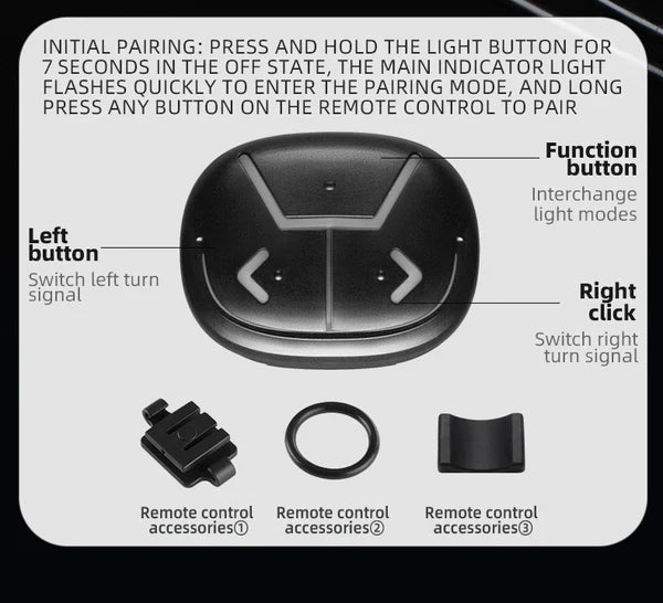 ROCKBROS smart bike tail light with wireless turn signals, brake sensor, remote control, and rechargeable battery
