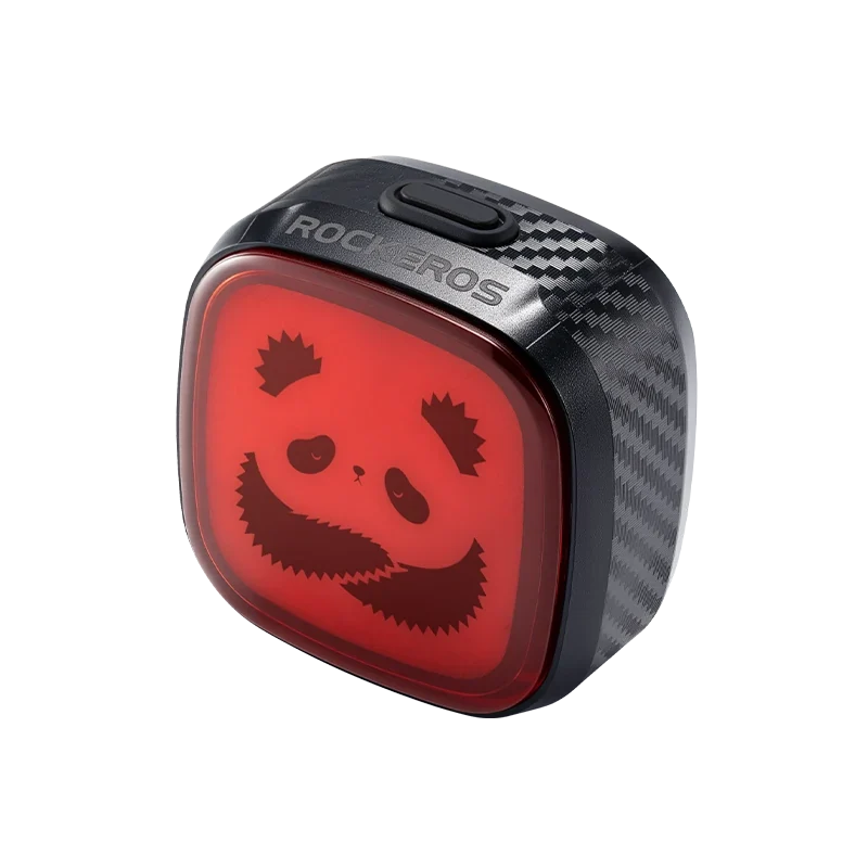 cute panda face pattern on a red bicycle tail light #Color_Panda