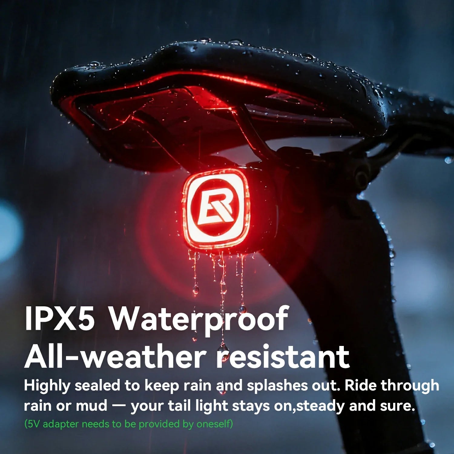 ipx5 waterproof bicycle taillight resistant to rain and mud for all weather riding