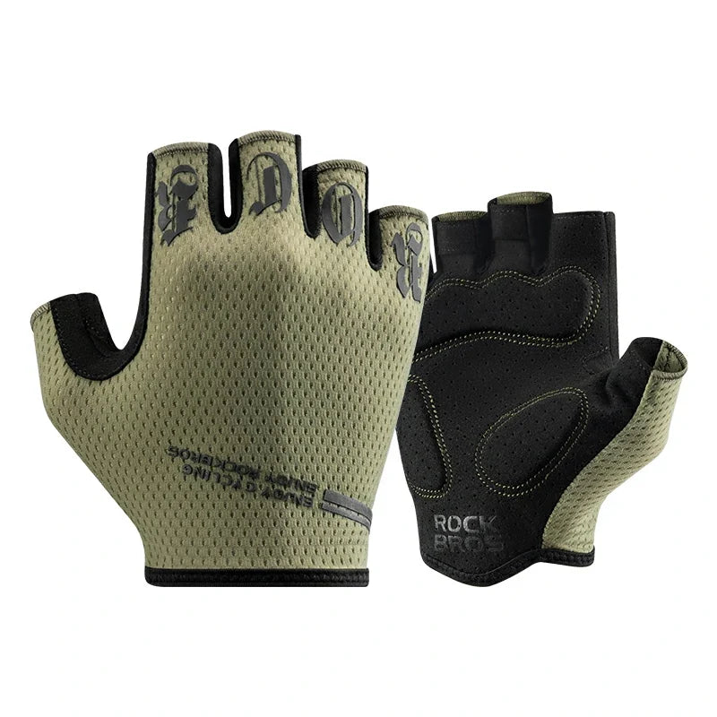 Pair of gloves with black and beige design on a white background #color_green