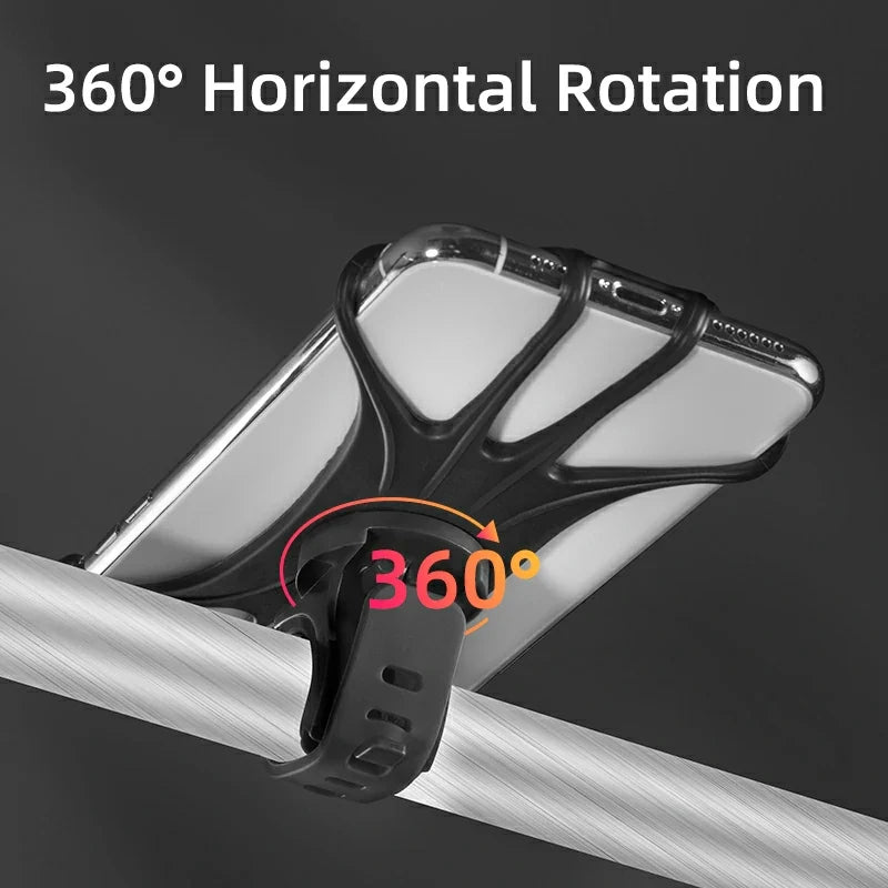 Silicone Phone Holder for Bikes, Strollers– Fits 4.0" to 6.7" Phones, 360° Rotation