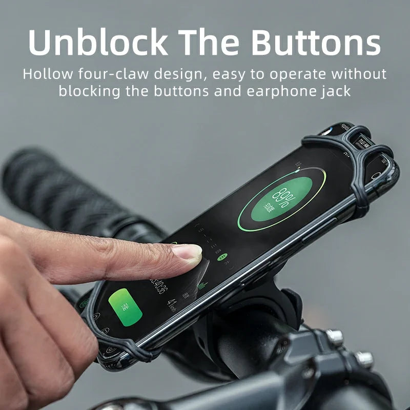 Silicone Phone Holder for Bikes, Strollers– Fits 4.0" to 6.7" Phones, 360° Rotation