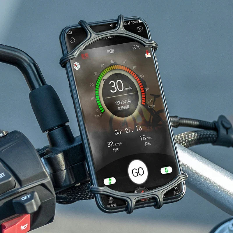 Silicone Phone Holder for Bikes, Strollers– Fits 4.0" to 6.7" Phones, 360° Rotation
