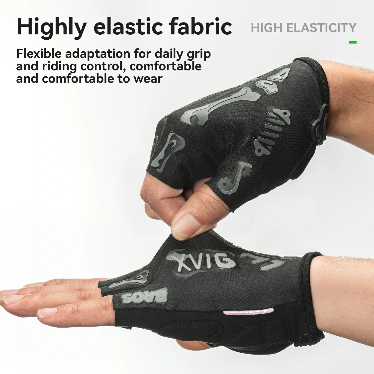 Skeleton Fingerless Cycling Gloves – Padded Half-Finger Bike Gloves