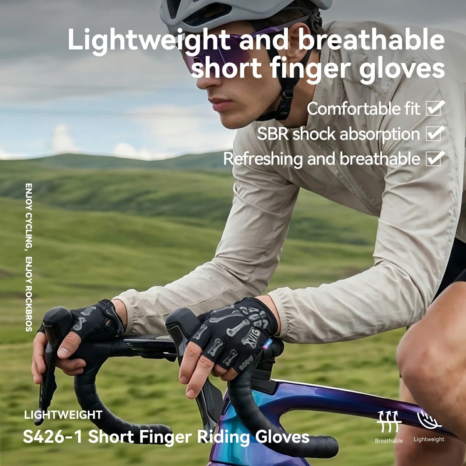 Skeleton Fingerless Cycling Gloves – Padded Half-Finger Bike Gloves