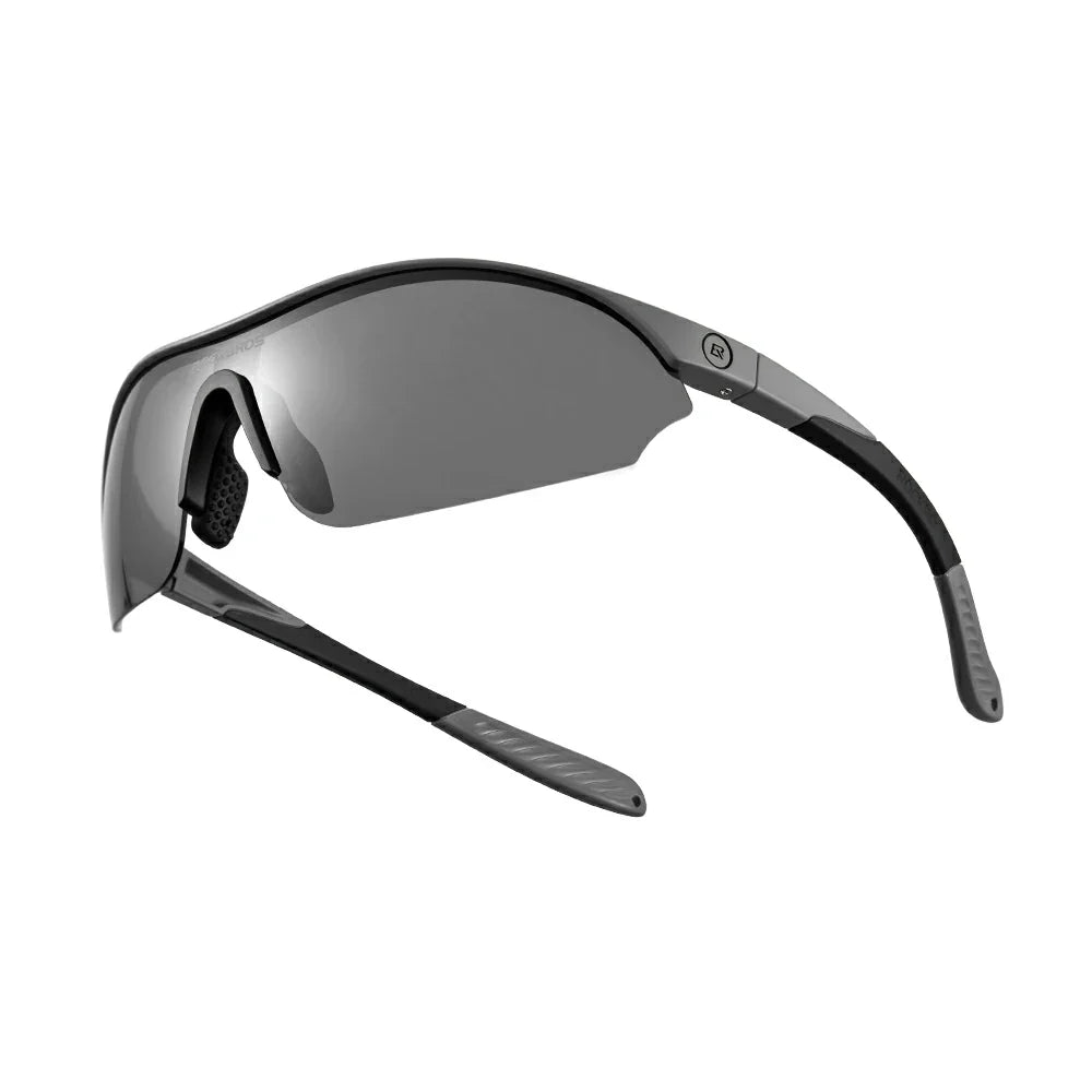 Gray sunglasses with reflective lenses on a white background  #Color_Gray