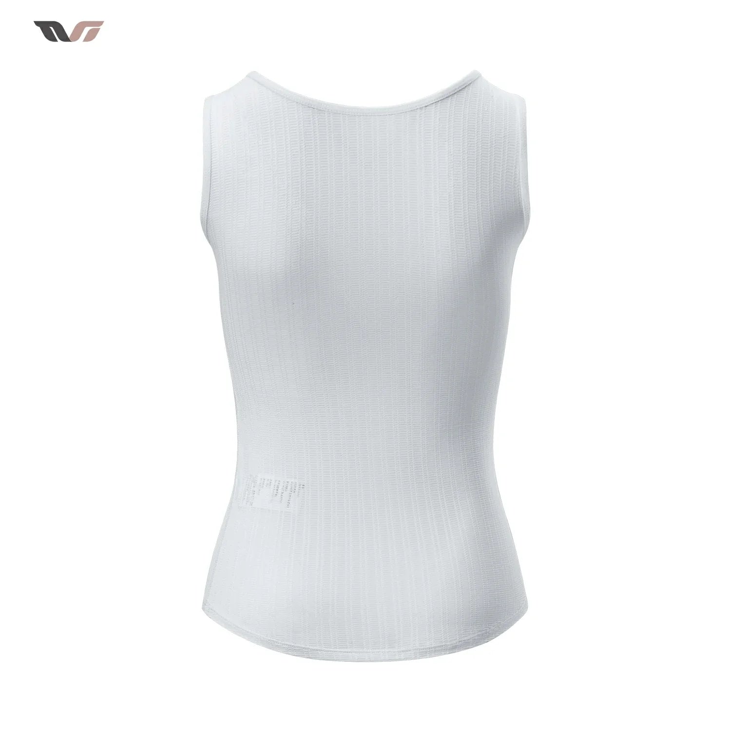 A white sleeveless athletic tank top with a ribbed texture, shown against a plain white background. #Color_White