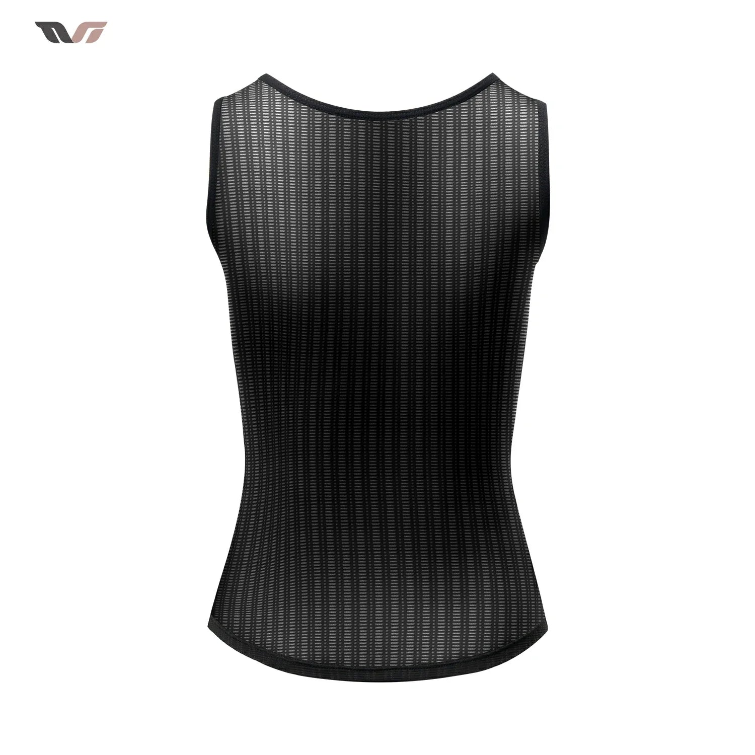 A black sleeveless mesh athletic tank top with a vertical ribbed texture, shown against a plain white background. #Color_Black