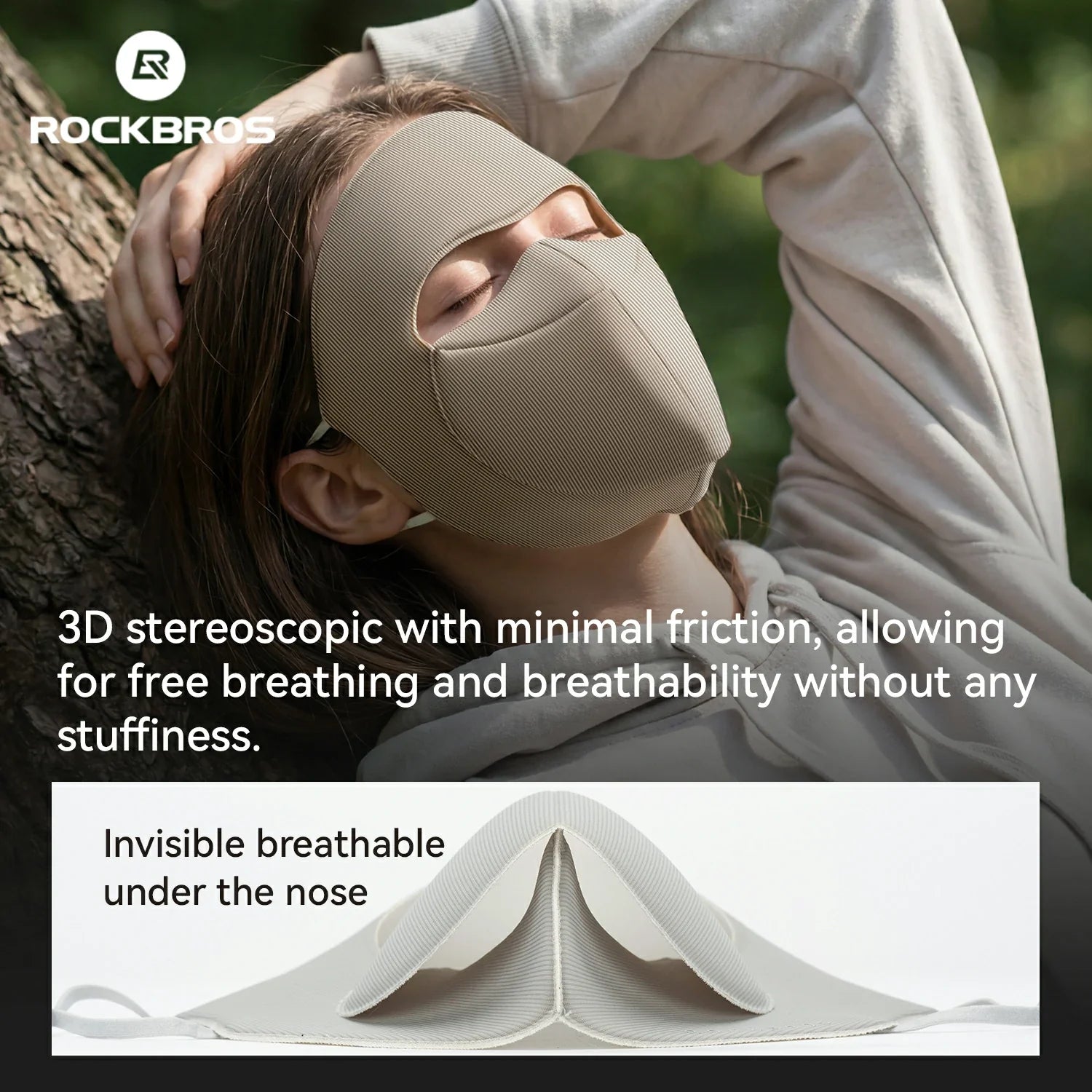 Windproof outdoor face cover with 3D design