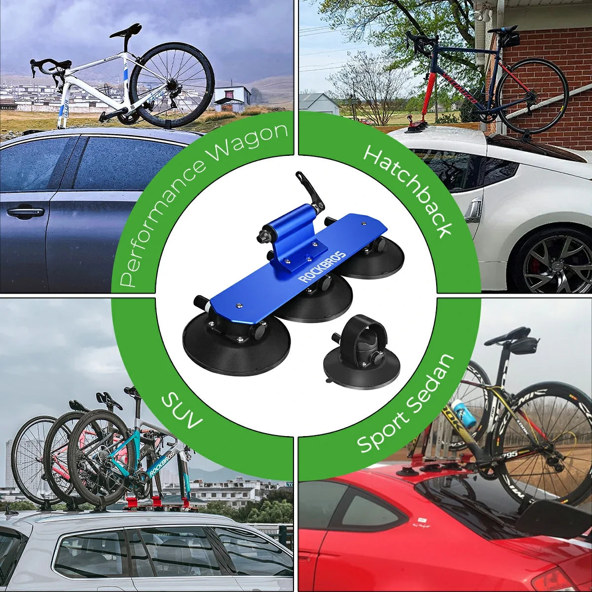 ROCKBROS Suction Cup Bike Rack for Car Roof Quick Release Sucker Mount