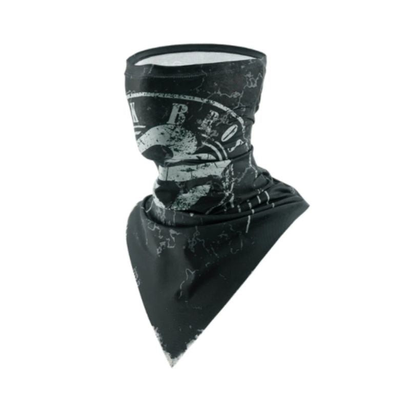 Black and gray patterned neck gaiter on a white background  #Color_Black