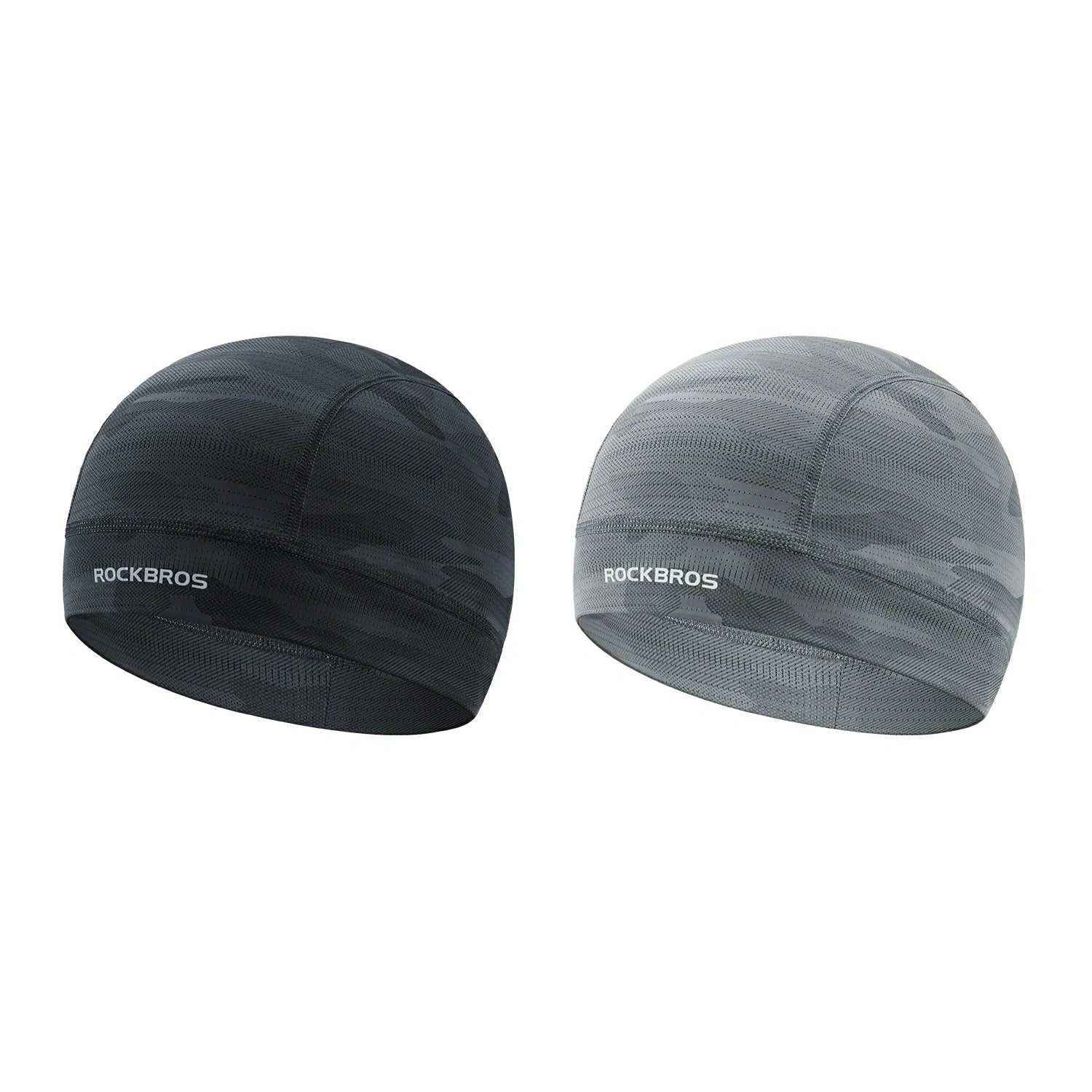 Two headbands, one black and one gray, with 'RockBros' branding on a white background. #Color_Gray Color2_Black2