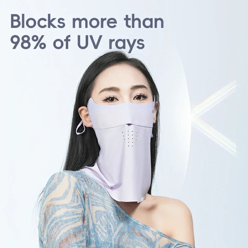 Ice silk cooling face mask for summer sun protection