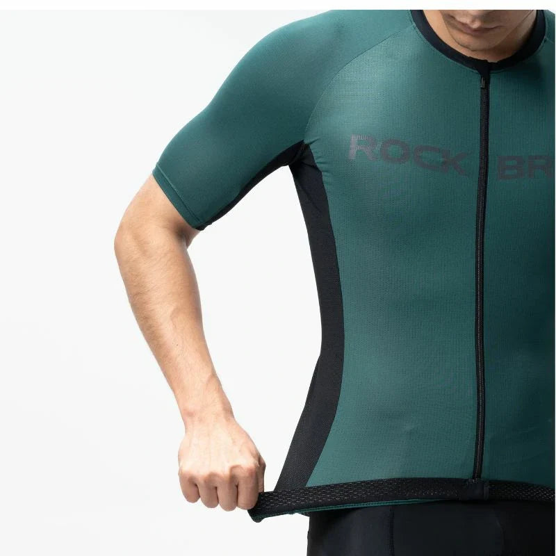 Teal cycling jersey with 'RockBros' branding on a white background #Color_Green