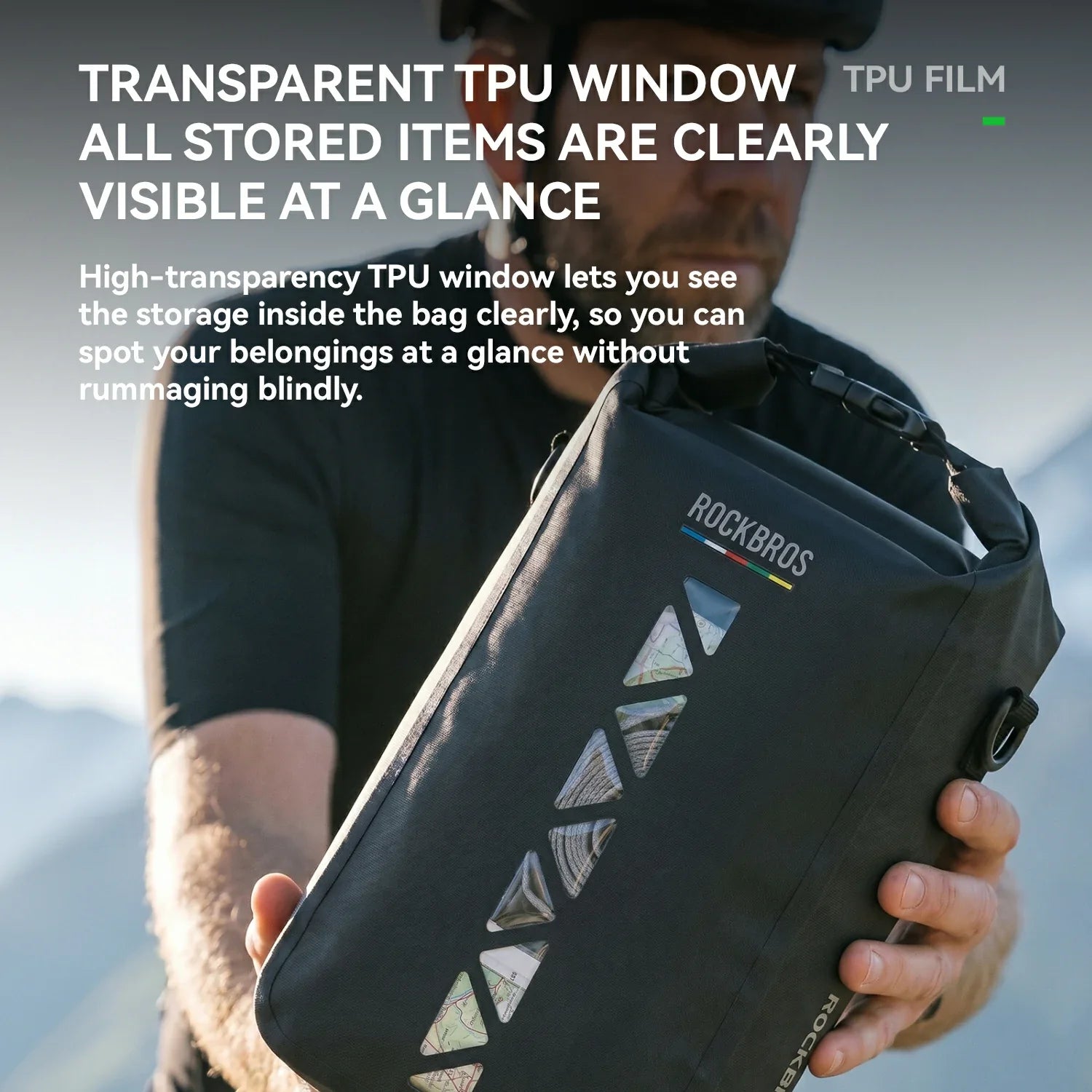 TL-171 4L 100%Waterproof Bike Fork Bag with Clear TPU Window ROAD TO SKY