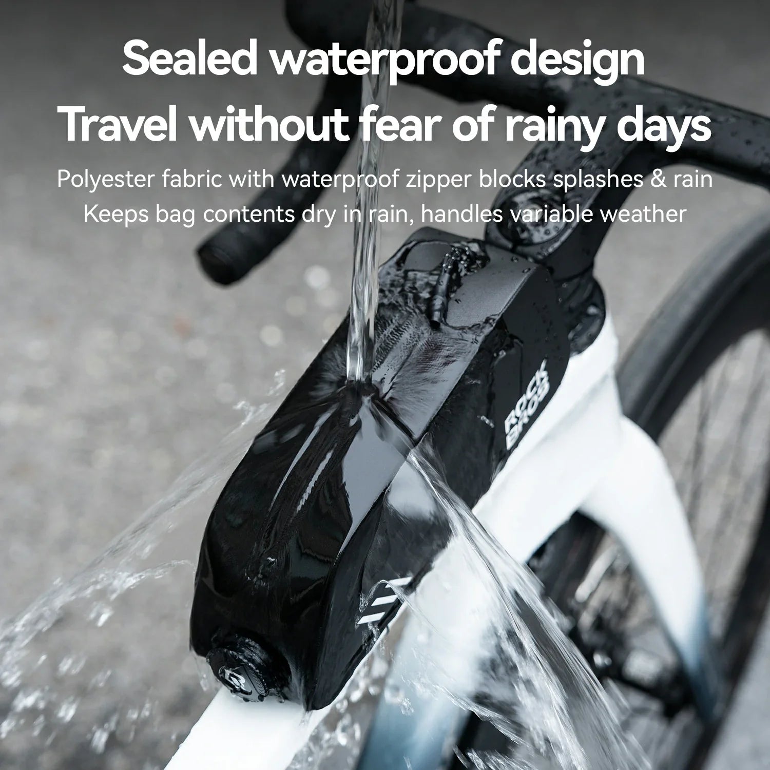 ROCKBROS Top Tube Bag Waterproof Zipper Close-up