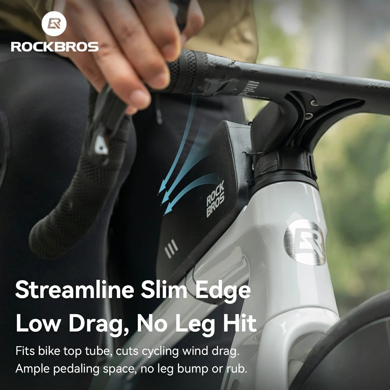ROCKBROS 0.9L Top Tube Bag Installed on Road Bike