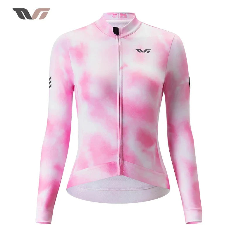 TVI Cycling Jersey Fleece Long Sleeve for 41–68?°F-Fantasy Pink