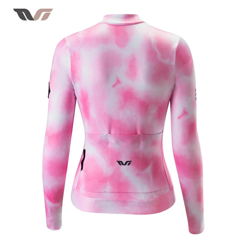 TVI Cycling Jersey Fleece Long Sleeve for 41–68?°F-Fantasy Pink