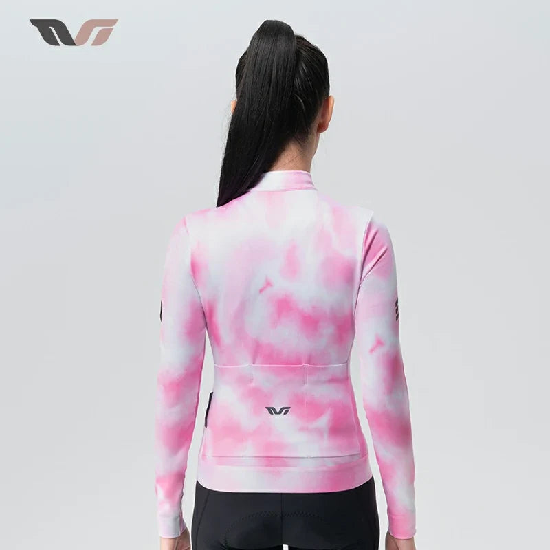 TVI Cycling Jersey Fleece Long Sleeve for 41–68?°F-Fantasy Pink
