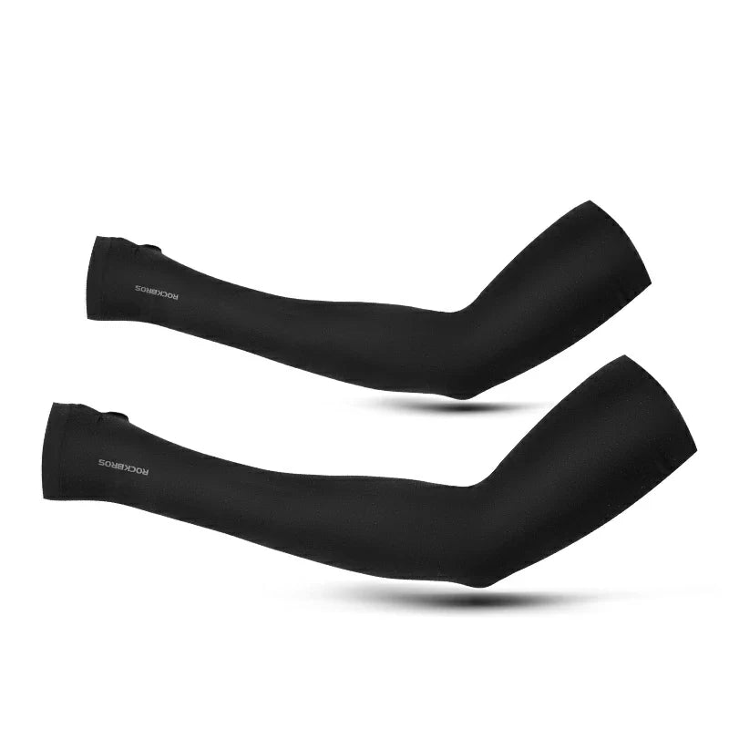 ROCKBROS UPF50+ arm sleeves with thumb holes #Color_Black