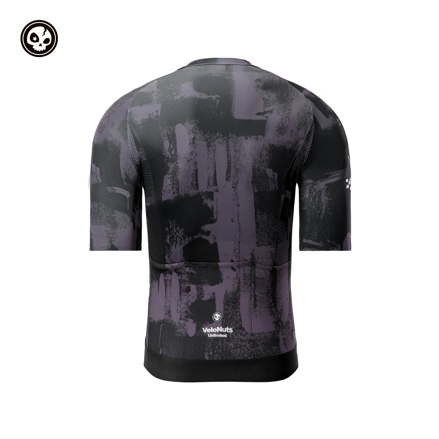 Black and gray patterned athletic shirt on a white background