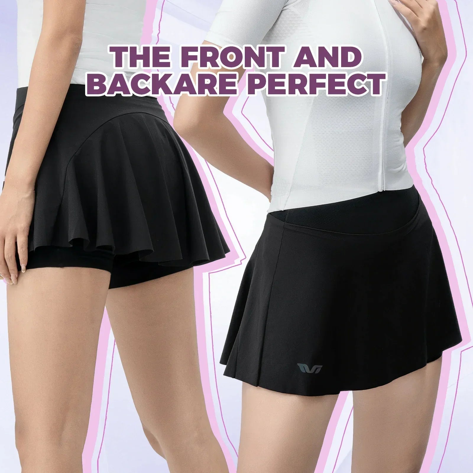 Cycling Skirt with Shorts | Women's Bike Skort High Waist Breathable#Color_Black