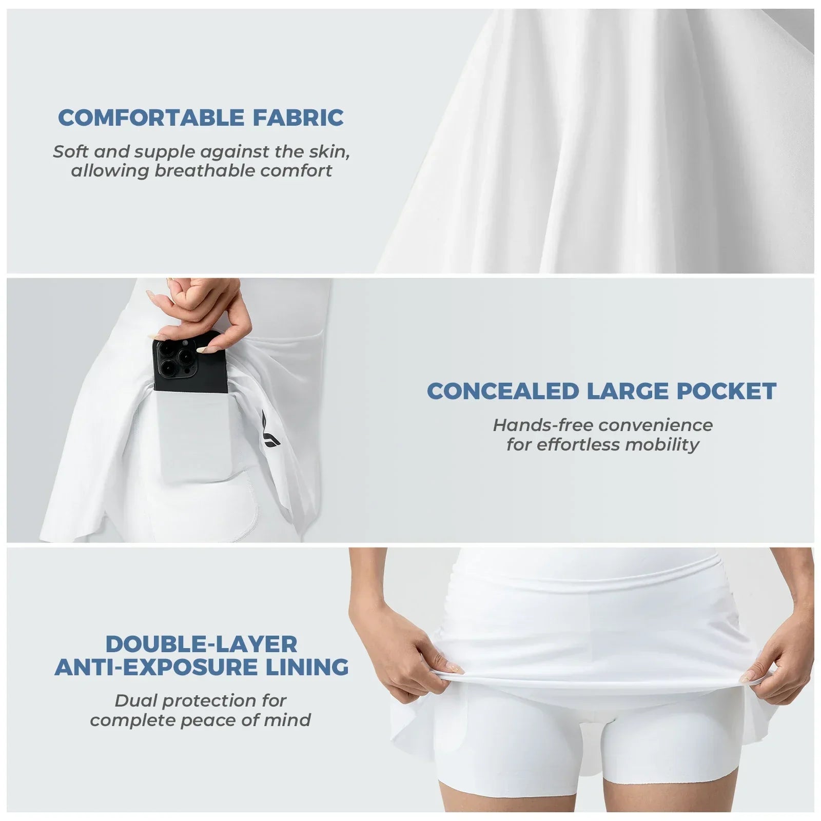 Cycling Skirt with Shorts | Women's Bike Skort High Waist Breathable#Color_White
