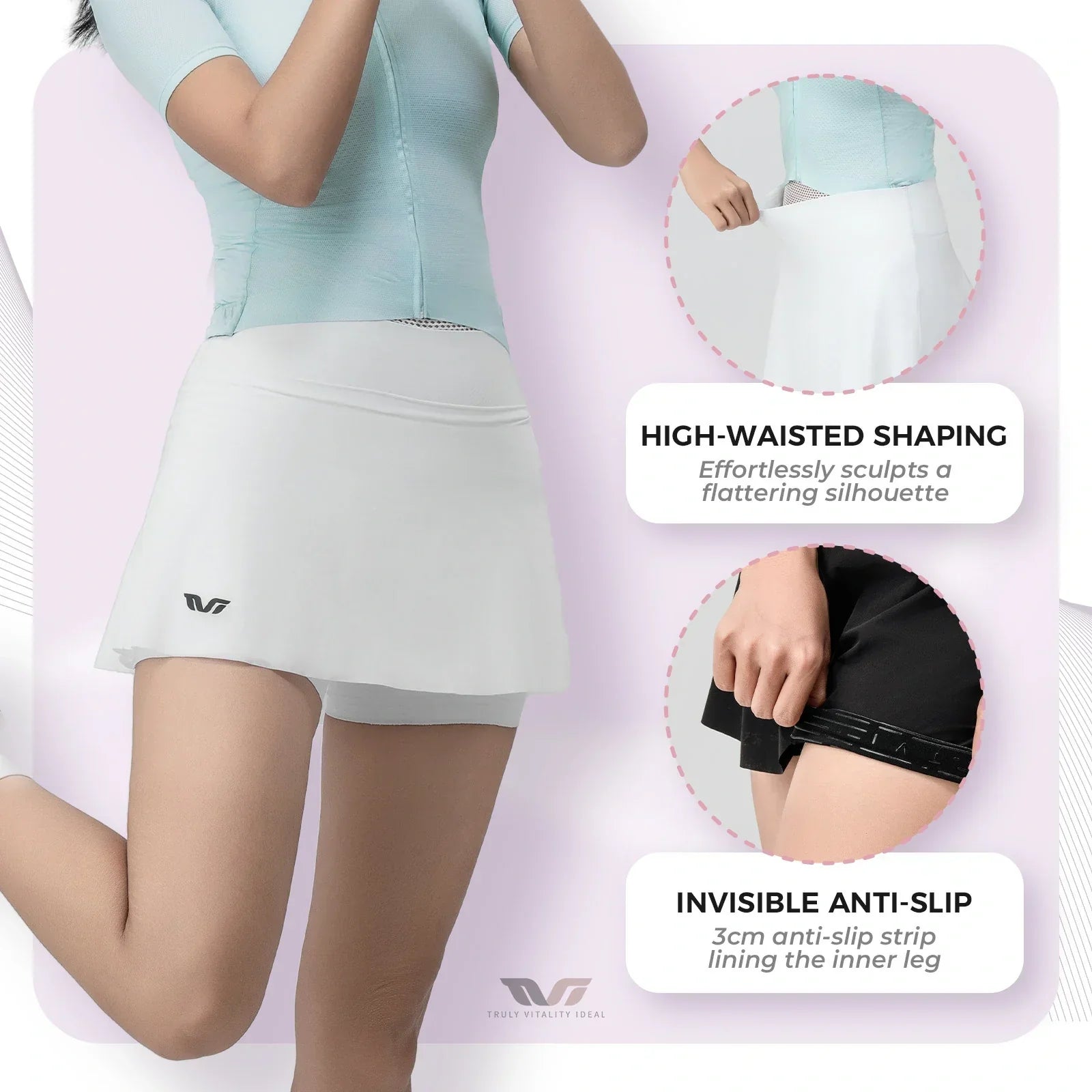 Cycling Skirt with Shorts | Women's Bike Skort High Waist Breathable#Color_White